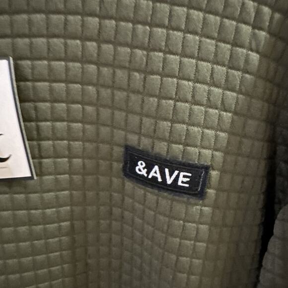 Ampersand Avenue Quilted Pullover Hoodie Size Medium Olive Fall NWT Oversized - Picture 3 of 13